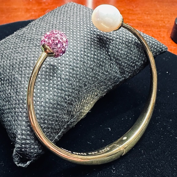 Kate Spade - Pearl Power; hinged cuff with Pink Pave crystals - Picture 2 of 4
